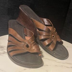 Nature Trek Women's Sandals,Slip-ons,Slides size 10 Leather Wood Wedge